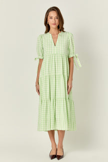 ENGLISH FACTORY - Arden Checked Tiered Midi Dress - DRESSES available at Objectrare