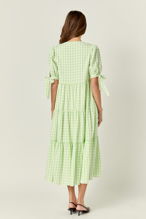 ENGLISH FACTORY - Arden Checked Tiered Midi Dress - DRESSES available at Objectrare