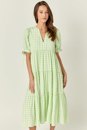 ENGLISH FACTORY - Arden Checked Tiered Midi Dress - DRESSES available at Objectrare