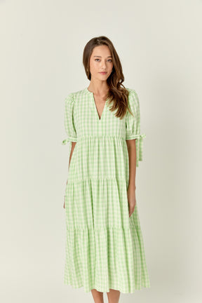 ENGLISH FACTORY - Arden Checked Tiered Midi Dress - DRESSES available at Objectrare