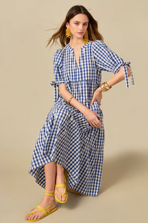 ENGLISH FACTORY - Arden Checked Tiered Midi Dress - DRESSES available at Objectrare