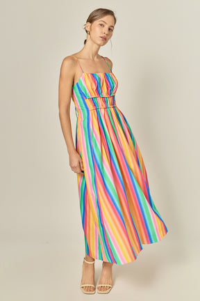 ENGLISH FACTORY - Rainbow Stripe Sleveless Maxi Dress - DRESSES available at Objectrare