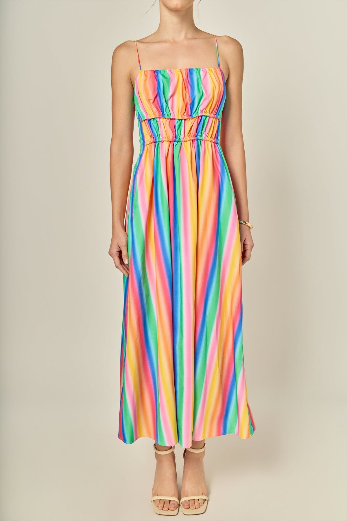 ENGLISH FACTORY - Rainbow Stripe Sleeveless Maxi Dress - DRESSES available at Objectrare