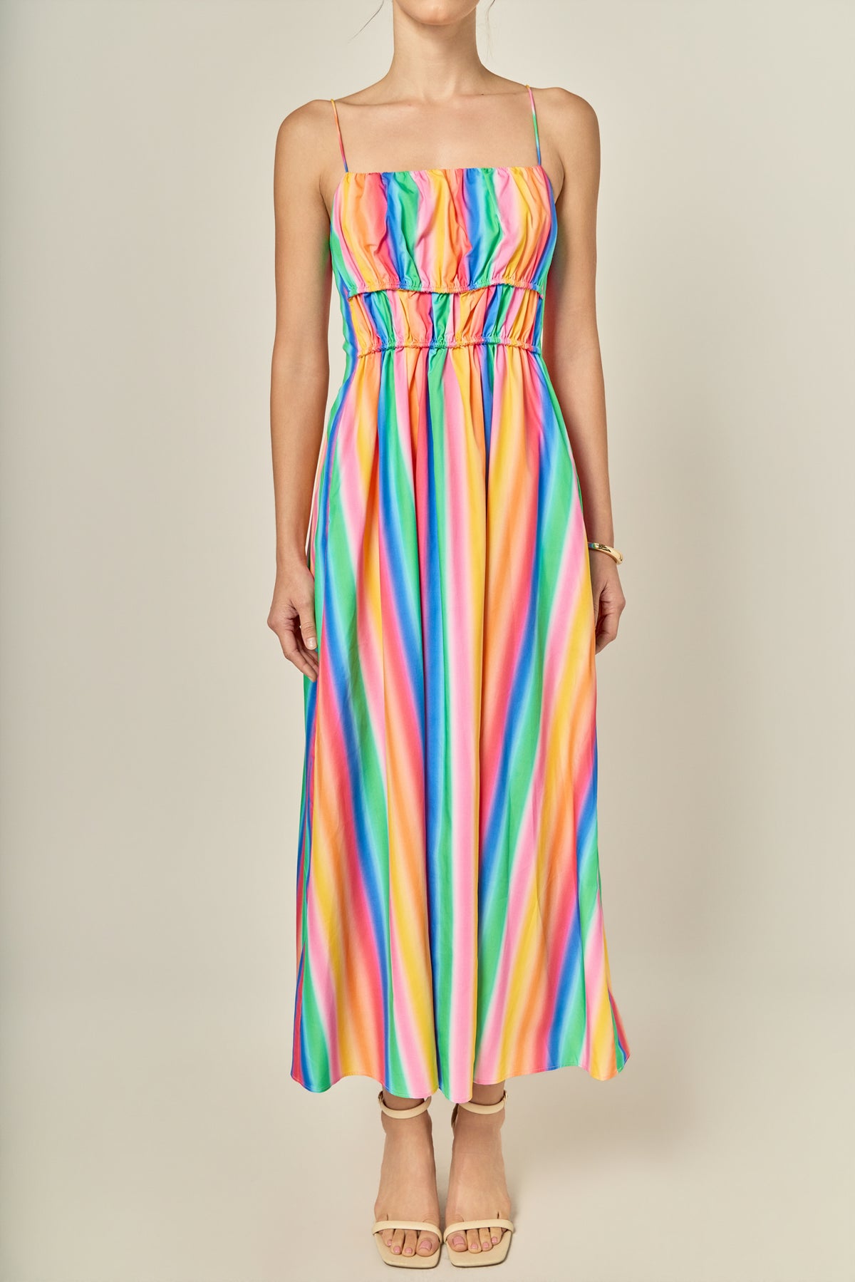 ENGLISH FACTORY - Rainbow Stripe Sleveless Maxi Dress - DRESSES available at Objectrare