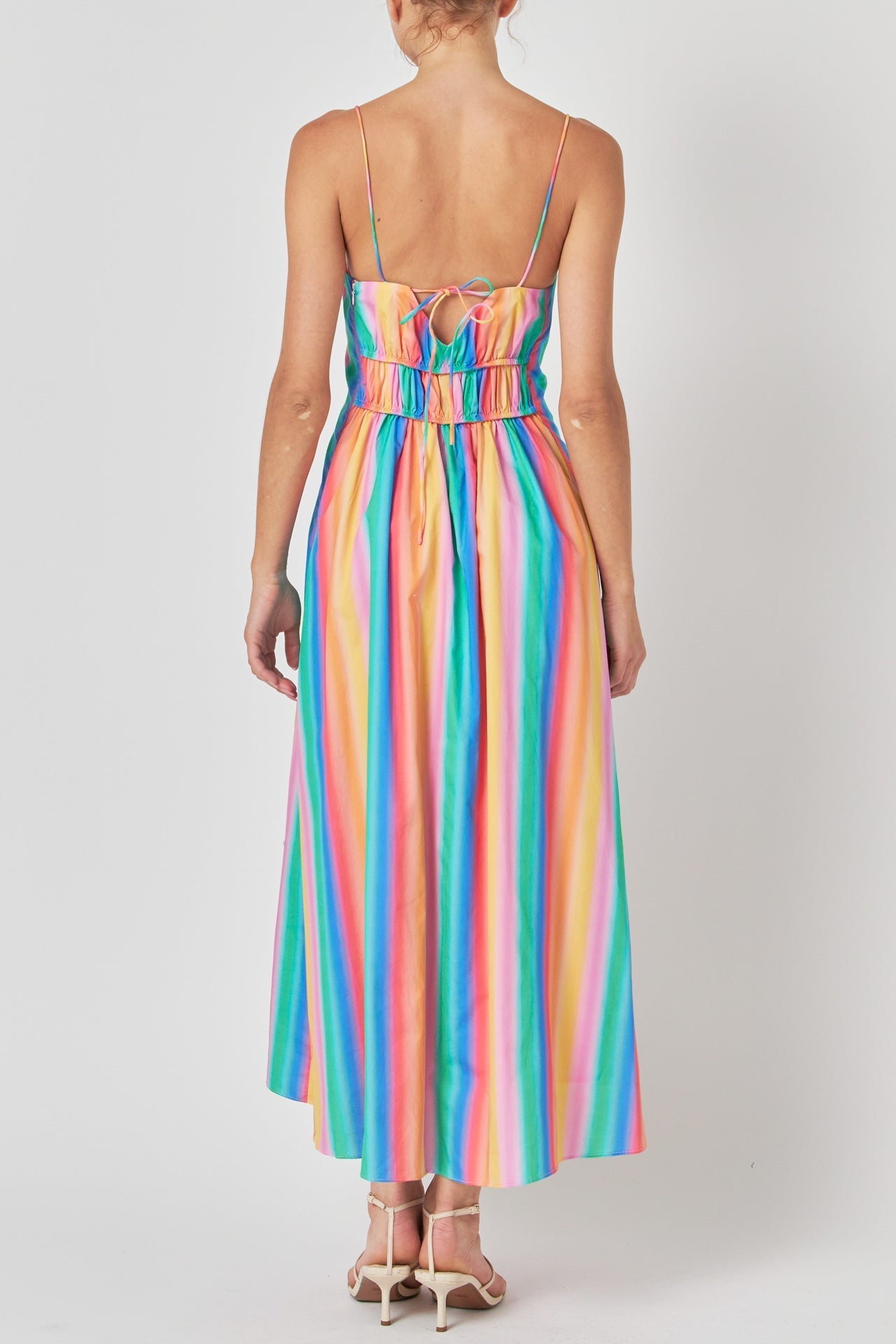 Rainbow Stripe Sleveless Maxi Dress