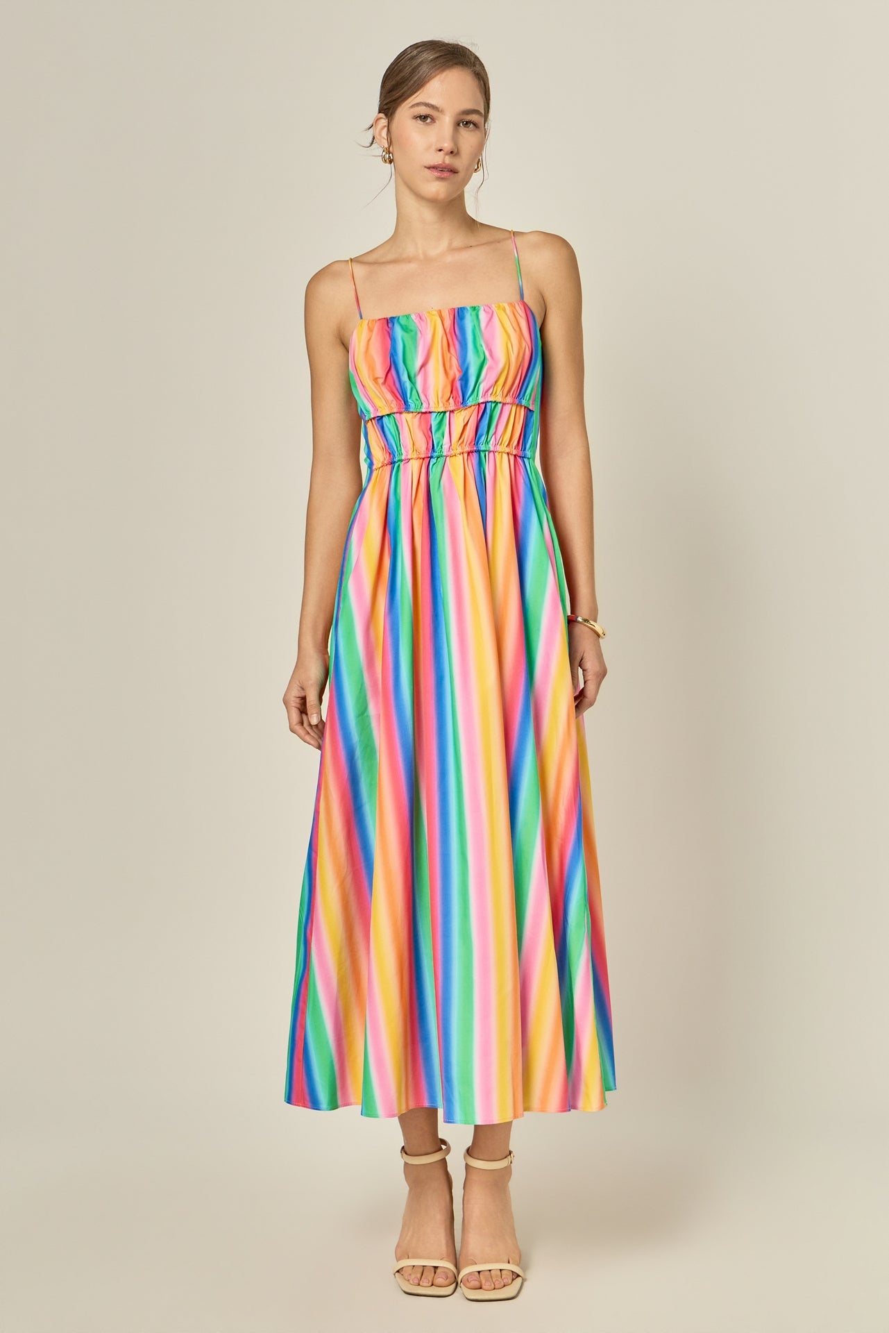 ENGLISH FACTORY - Rainbow Stripe Sleeveless Maxi Dress - DRESSES available at Objectrare
