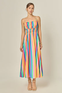 ENGLISH FACTORY - Rainbow Stripe Sleeveless Maxi Dress - DRESSES available at Objectrare