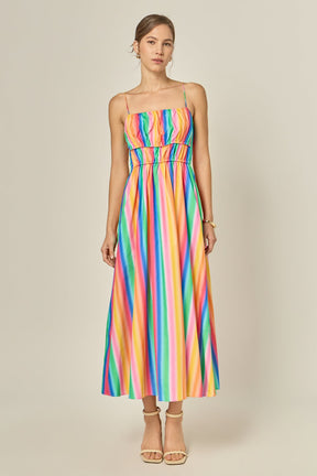 ENGLISH FACTORY - Rainbow Stripe Sleeveless Maxi Dress - DRESSES available at Objectrare