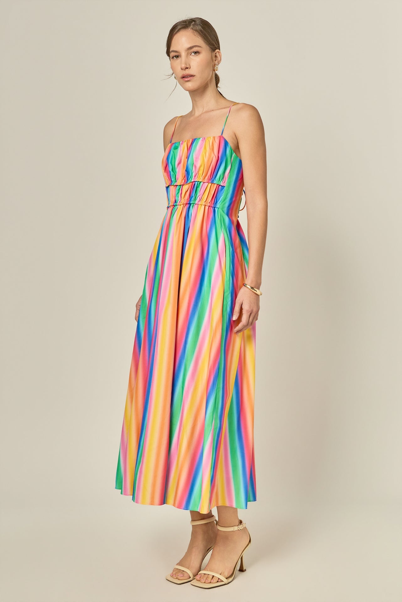 ENGLISH FACTORY - Rainbow Stripe Sleeveless Maxi Dress - DRESSES available at Objectrare