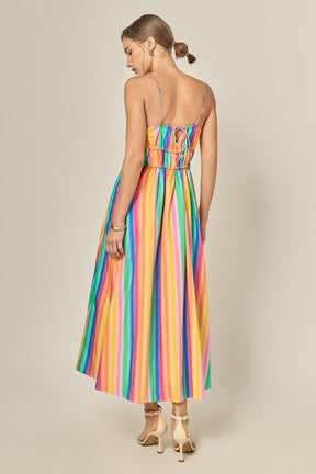 ENGLISH FACTORY - Rainbow Stripe Sleeveless Maxi Dress - DRESSES available at Objectrare