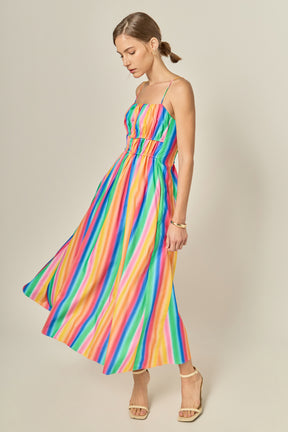 ENGLISH FACTORY - Rainbow Stripe Sleveless Maxi Dress - DRESSES available at Objectrare