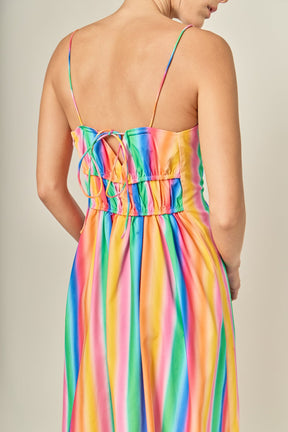 ENGLISH FACTORY - Rainbow Stripe Sleeveless Maxi Dress - DRESSES available at Objectrare