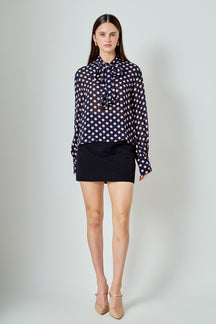 ENDLESS ROSE - Polka Dot Neck Bow Top - TOPS available at Objectrare