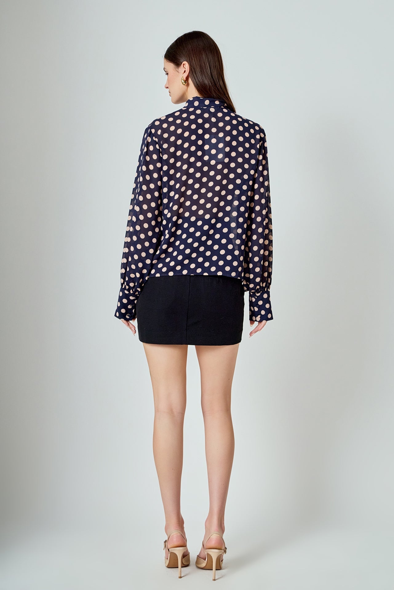 Polka Dot Neck Bow Top