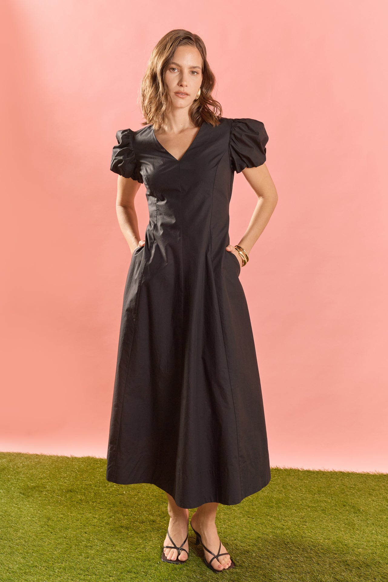 ENGLISH FACTORY - Deep V Neck Midi Dress - DRESSES available at Objectrare