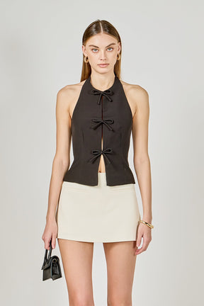 ENDLESS ROSE - Harper Bow Detail Halter Top - TOPS available at Objectrare