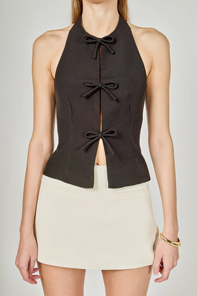 ENDLESS ROSE - Harper Bow Detail Halter Top - TOPS available at Objectrare