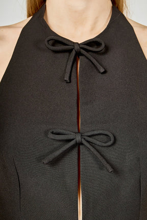 ENDLESS ROSE - Harper Bow Detail Halter Top - TOPS available at Objectrare