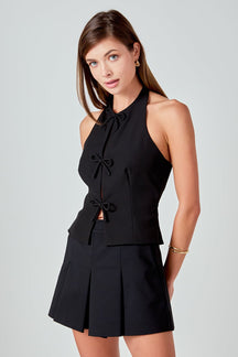 ENDLESS ROSE - Harper Bow Detail Halter Top - TOPS available at Objectrare