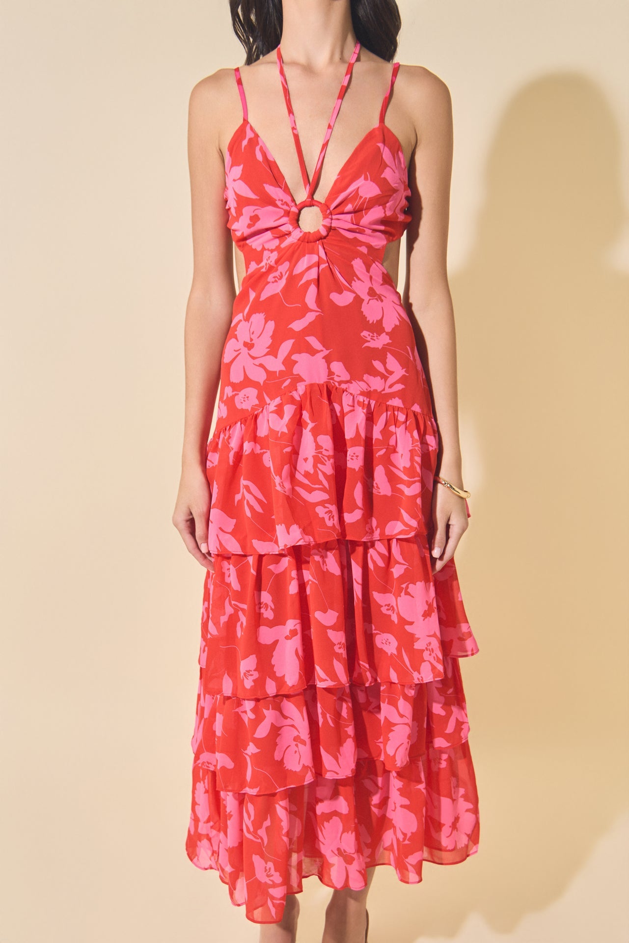 MARSY - Floral Print Tiered Maxi Dress - DRESSES available at Objectrare