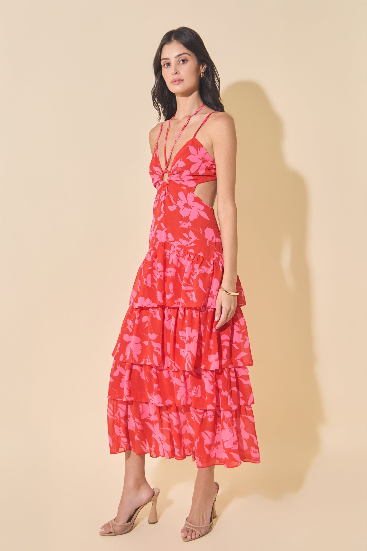 MARSY - Floral Print Tiered Maxi Dress - DRESSES available at Objectrare