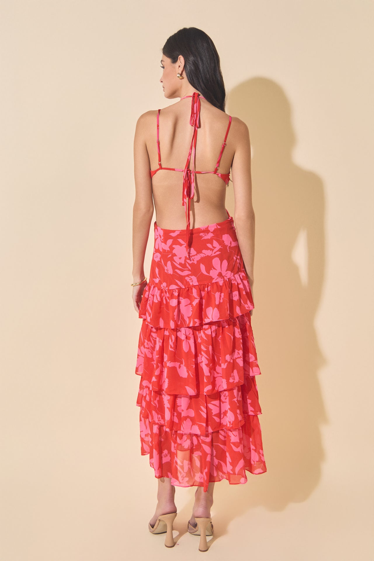 MARSY - Floral Print Tiered Maxi Dress - DRESSES available at Objectrare