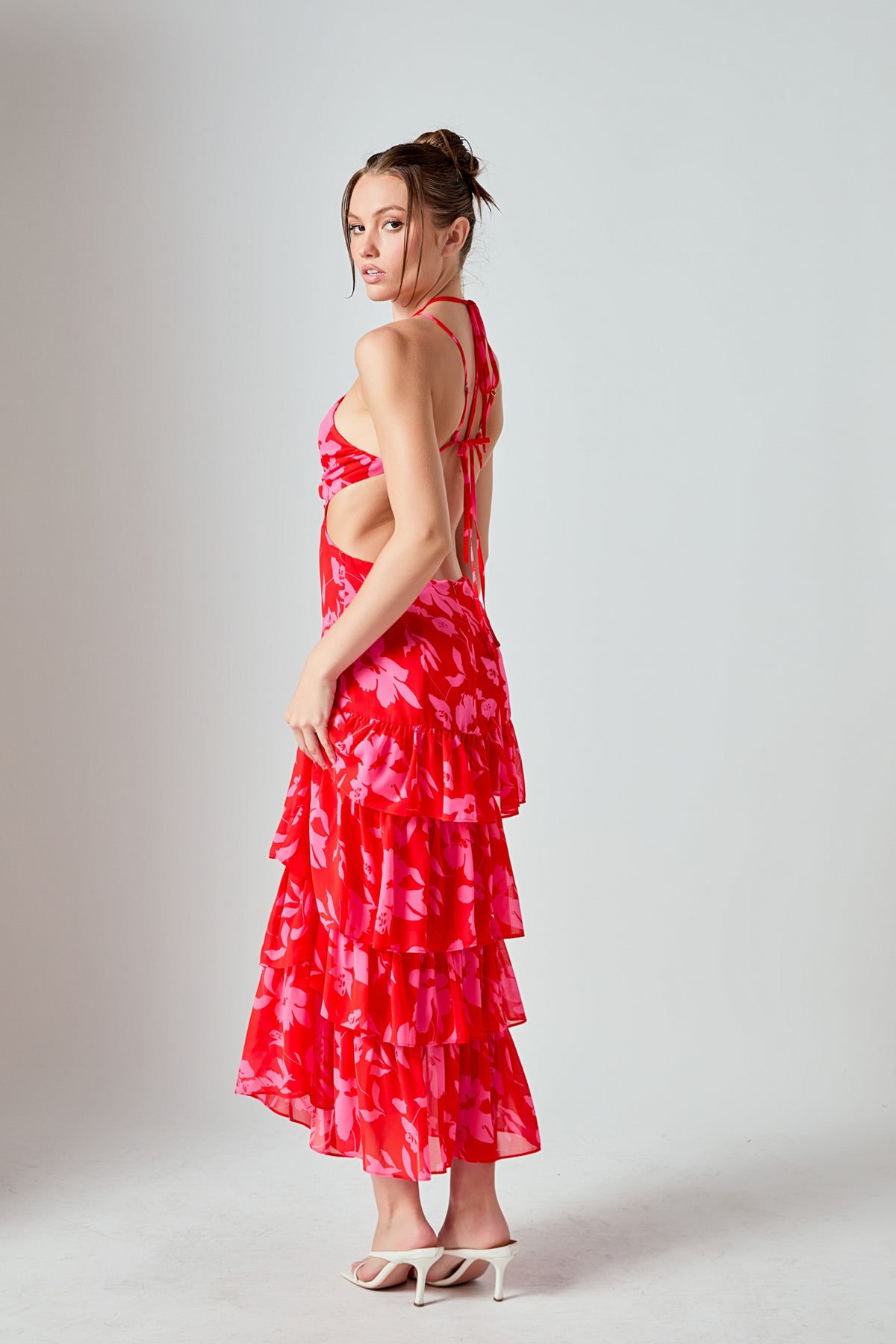 Floral Print Tiered Maxi Dress