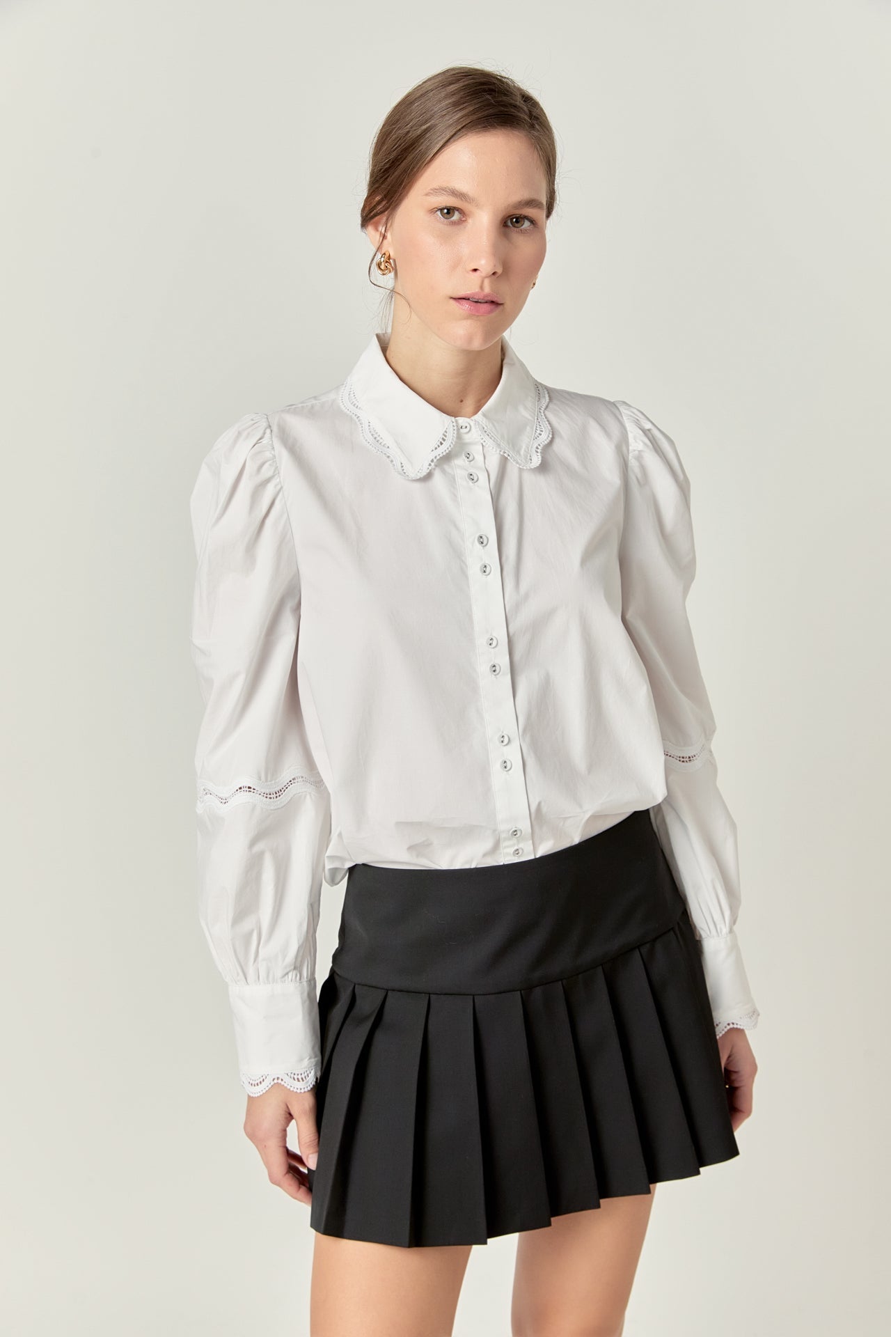 ENGLISH FACTORY - English Factory - Hollow Out Trim Shirt Top - SHIRTS & BLOUSES available at Objectrare