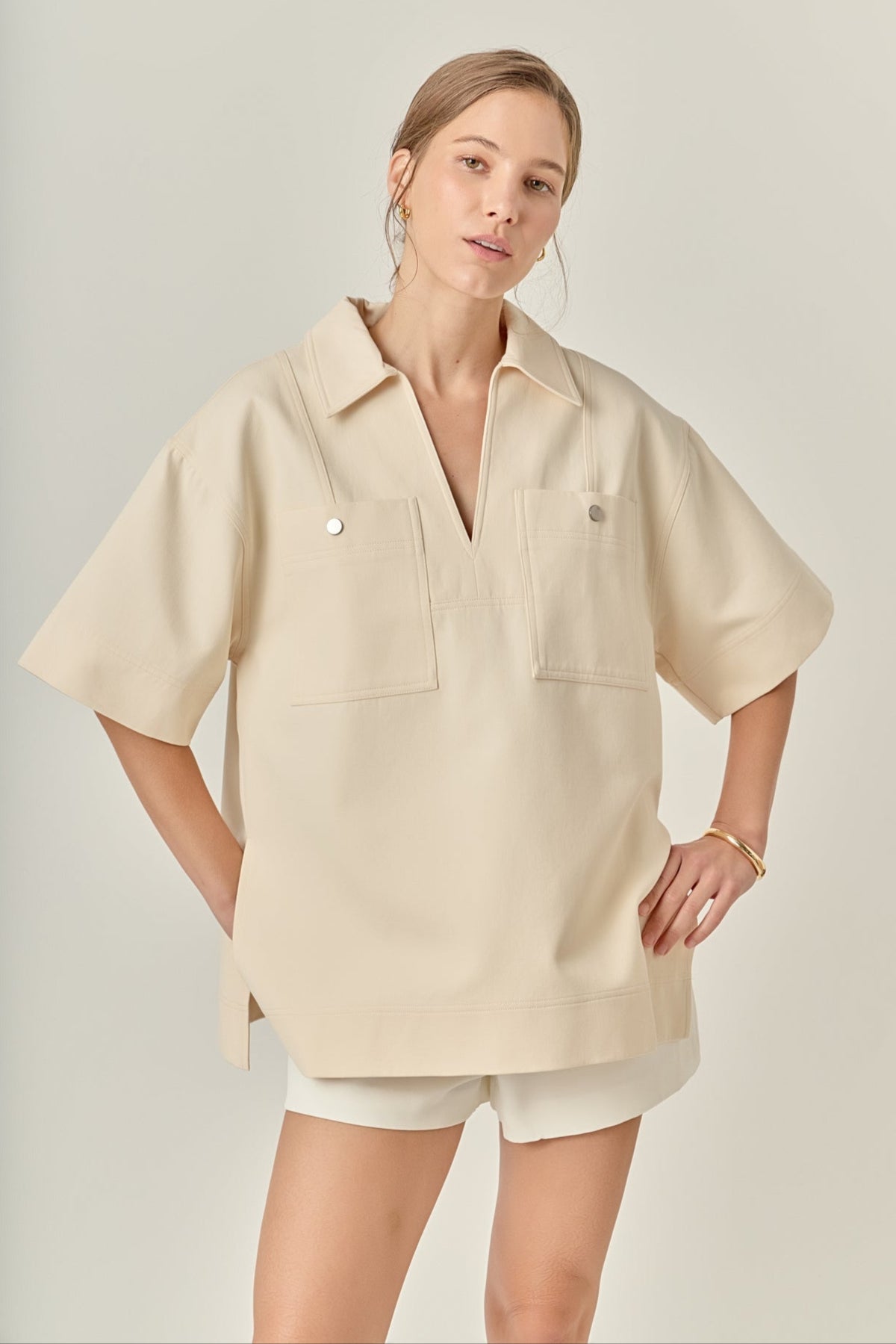 ENGLISH FACTORY - Oversized Collar Top - TOPS available at Objectrare