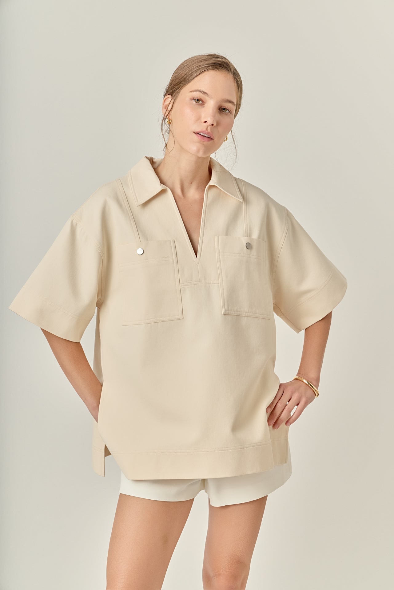 ENGLISH FACTORY - Oversized Collar Top - TOPS available at Objectrare