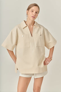 ENGLISH FACTORY - Oversized Collar Top - TOPS available at Objectrare