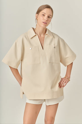 ENGLISH FACTORY - Oversized Collar Top - TOPS available at Objectrare
