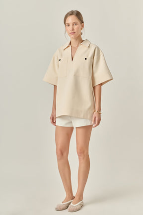 ENGLISH FACTORY - Oversized Collar Top - TOPS available at Objectrare