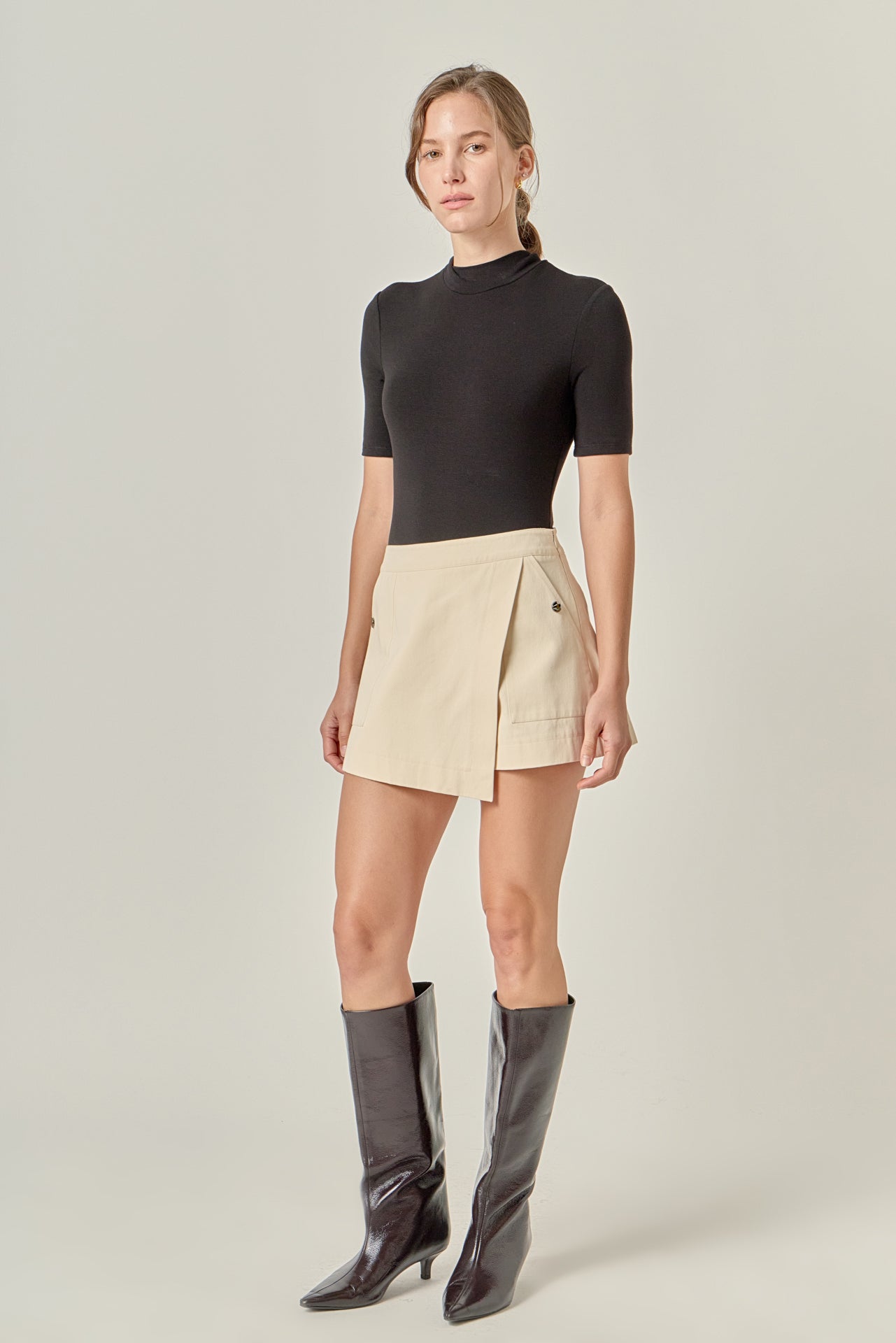 ENGLISH FACTORY - Wrap Detail Mini Skort - SKORTS available at Objectrare