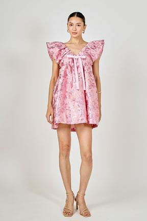 Jacquard Print Mini Dress