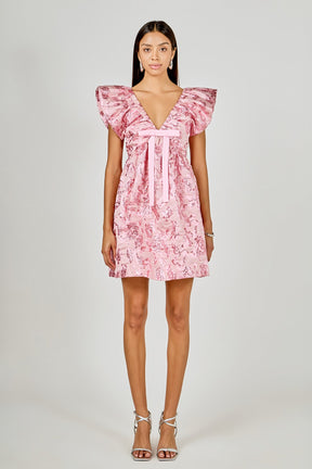 Jacquard Print Mini Dress