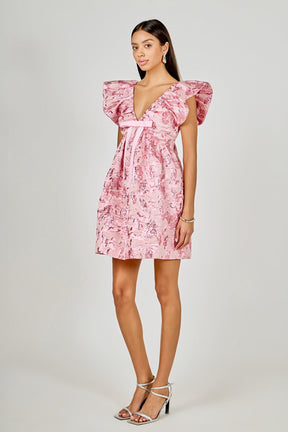 Jacquard Print Mini Dress