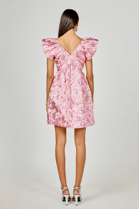 Jacquard Print Mini Dress