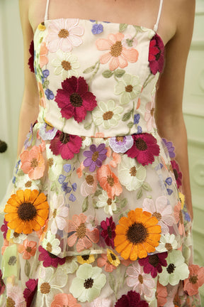 ENDLESS ROSE - 3D Floral Layered Midi Dress - DRESSES available at Objectrare