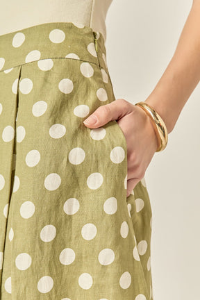 Linen Polka Dot Midi Full Skirt