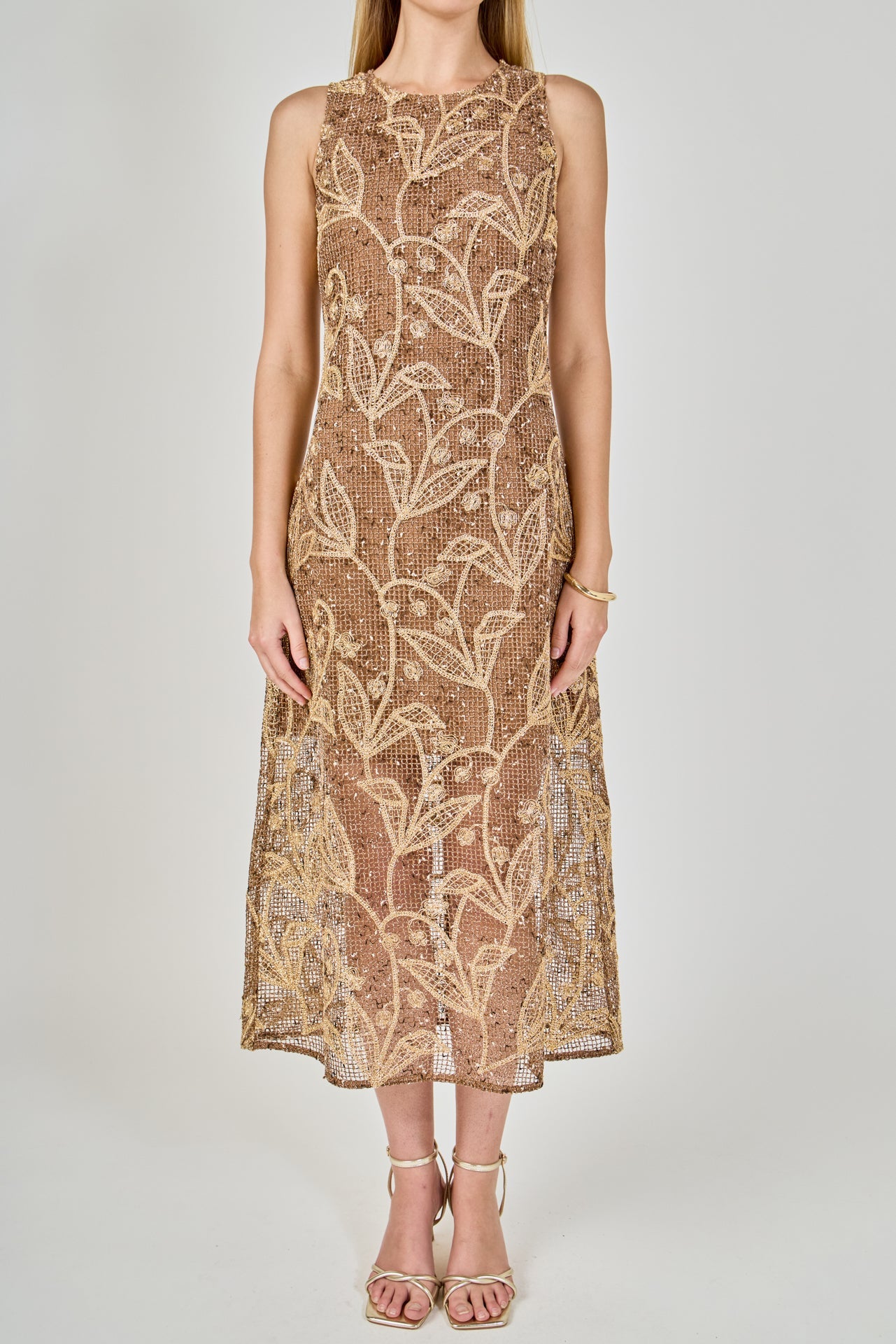 ENDLESS ROSE - Textured Sleeveless Maxi Dress - DRESSES available at Objectrare