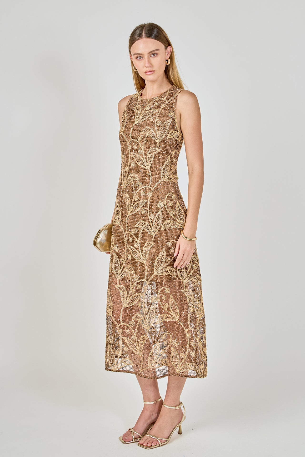 ENDLESS ROSE - Textured Sleeveless Maxi Dress - DRESSES available at Objectrare