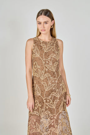 ENDLESS ROSE - Textured Sleeveless Maxi Dress - DRESSES available at Objectrare