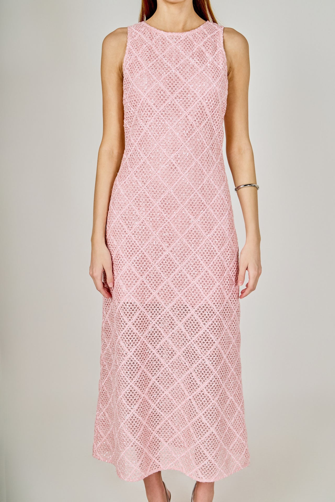 ENDLESS ROSE - Textured Sleeveless Midi Dress - DRESSES available at Objectrare