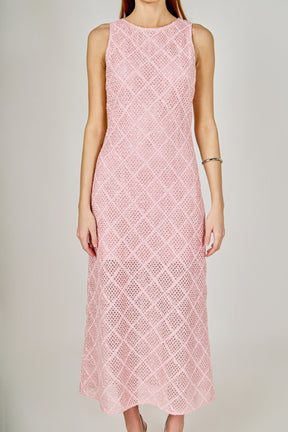 ENDLESS ROSE - Textured Sleeveless Midi Dress - DRESSES available at Objectrare