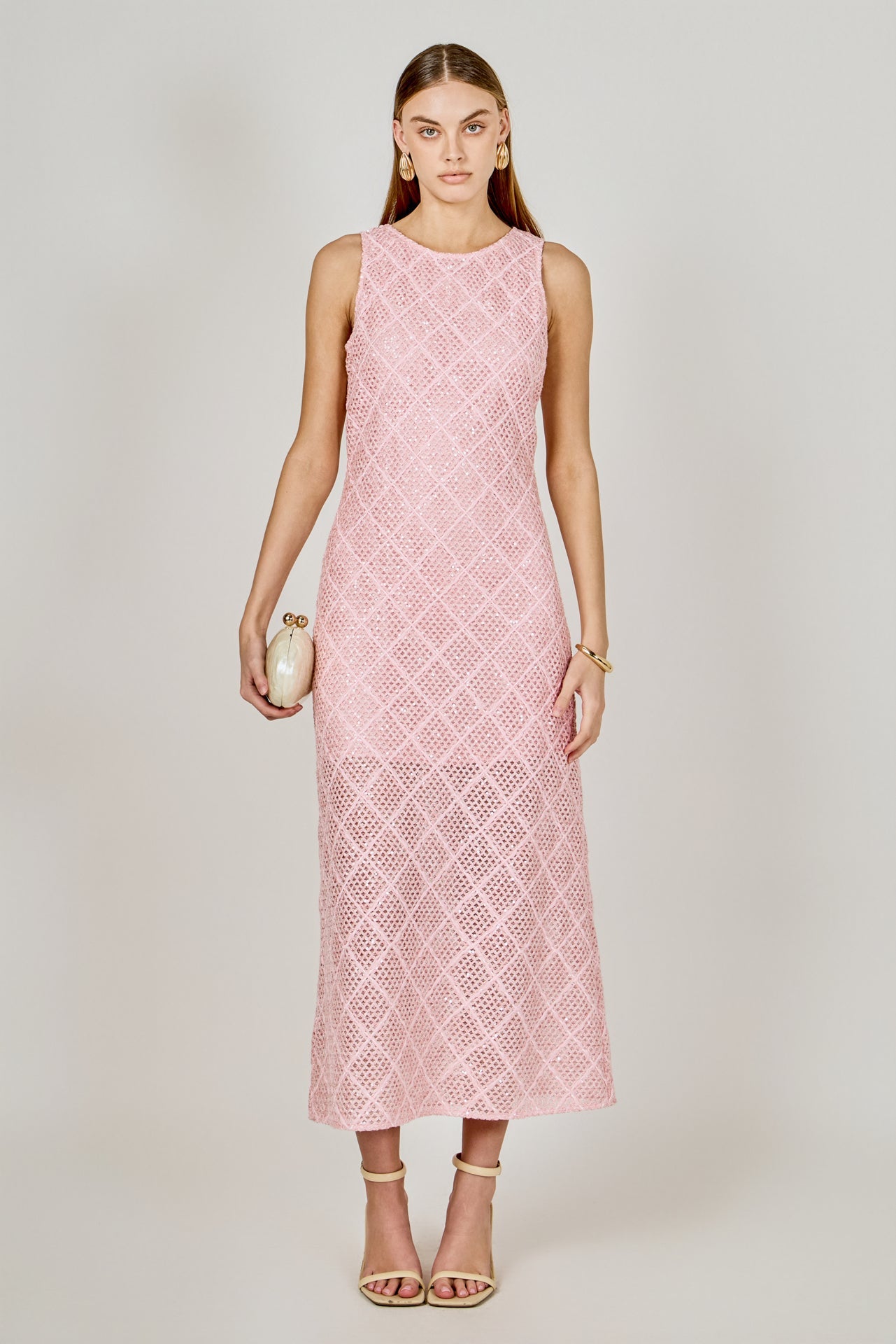 ENDLESS ROSE - Textured Sleeveless Midi Dress - DRESSES available at Objectrare