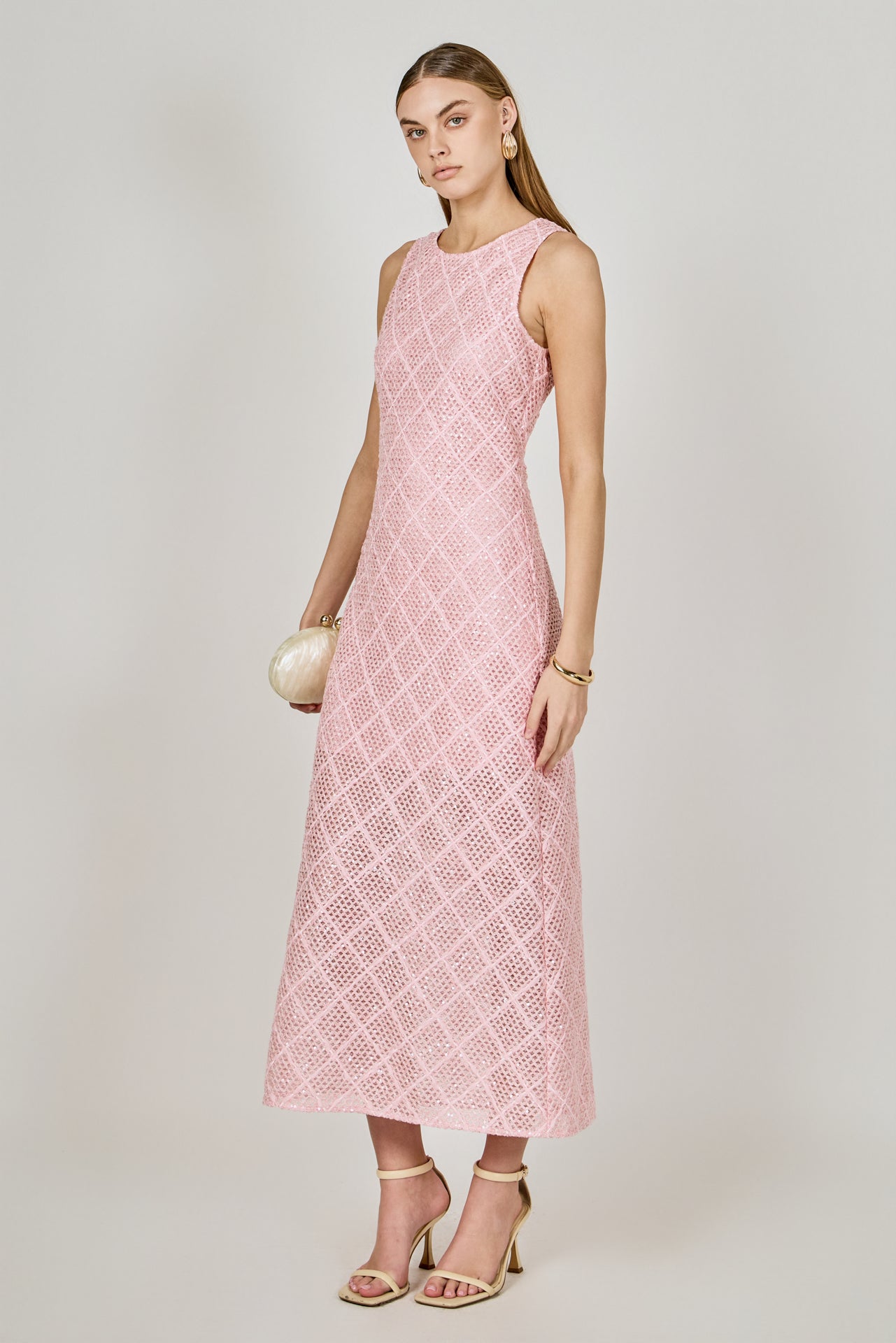 ENDLESS ROSE - Textured Sleeveless Midi Dress - DRESSES available at Objectrare