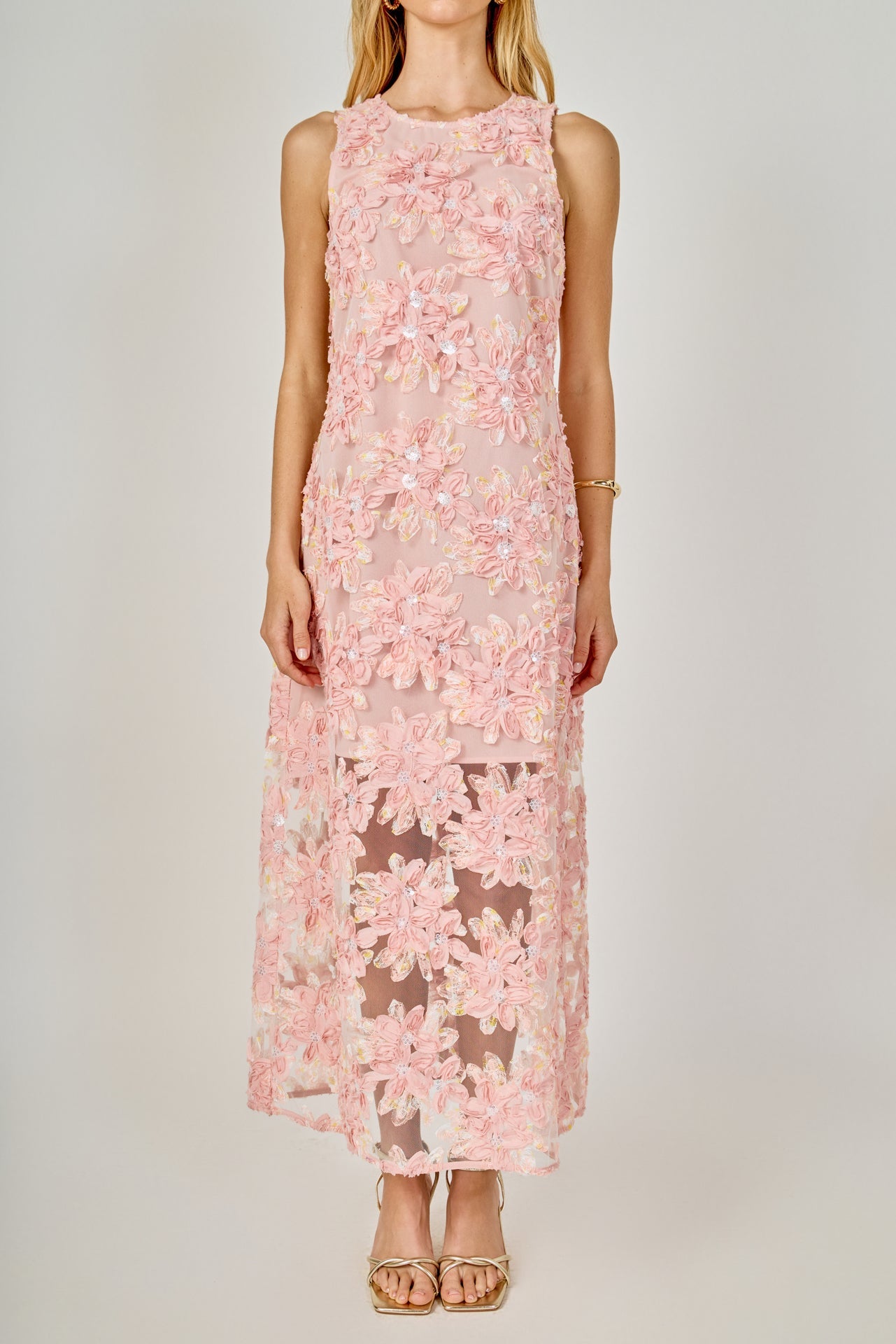 Textured Sleeveless Maxi Dress