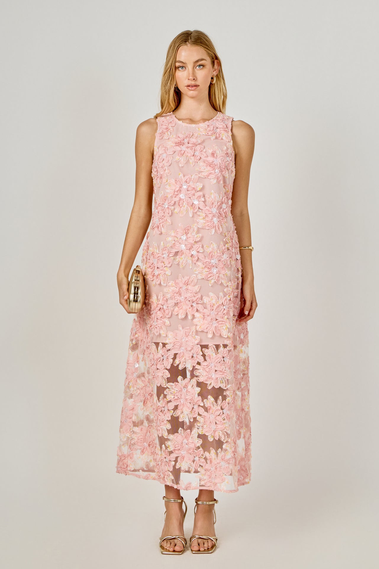 ENDLESS ROSE - Textured Sleeveless Maxi Dress - DRESSES available at Objectrare