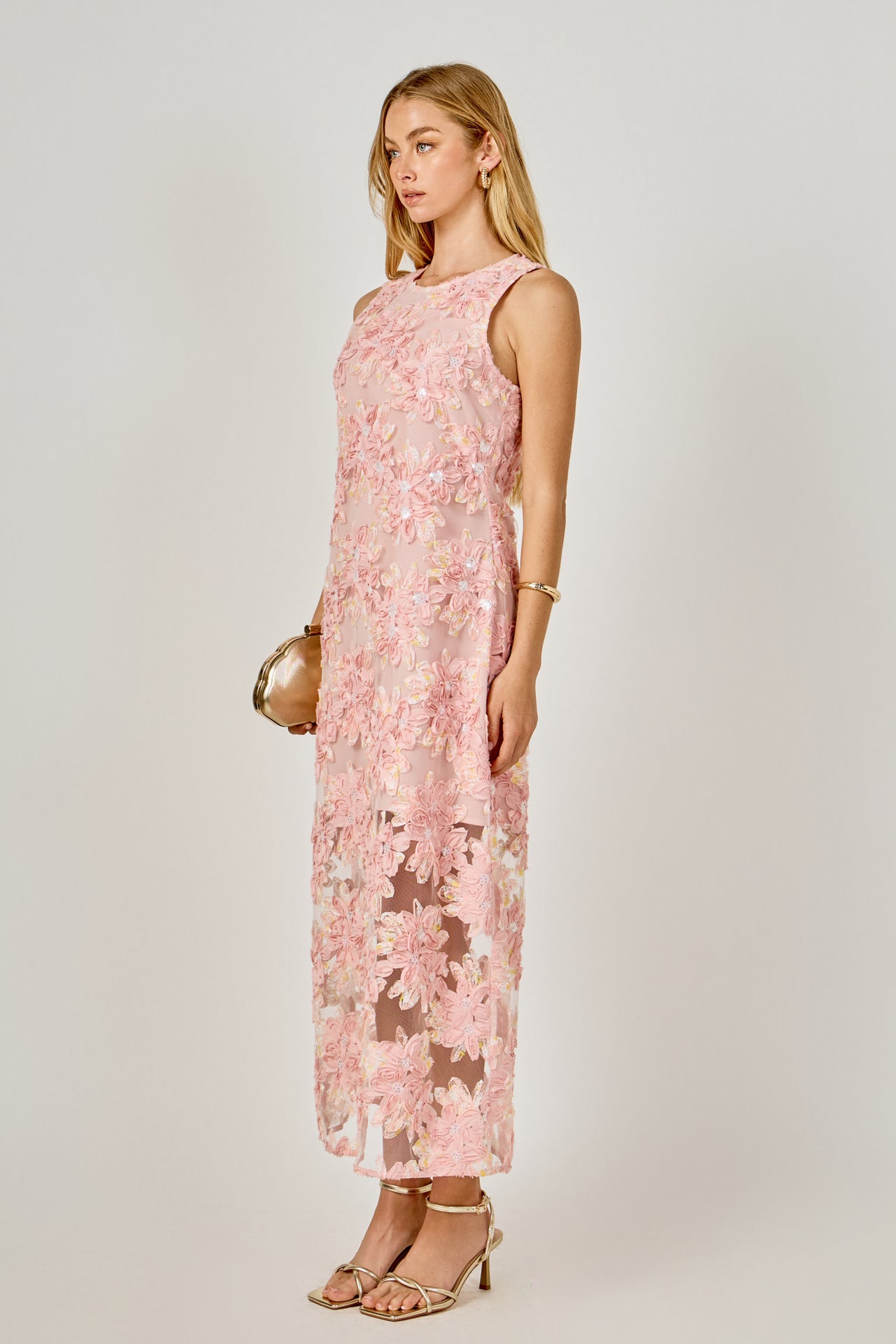 ENDLESS ROSE - Textured Sleeveless Maxi Dress - DRESSES available at Objectrare